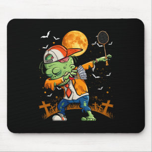 Dabbing Zombie Playing Badminton Halloween Badmint Mouse Mat