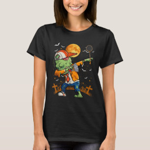 Dabbing Zombie Playing Badminton Halloween Badmint T-Shirt