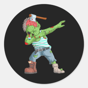 Dabbing Zombie Scary Halloween Boys Men Classic Round Sticker