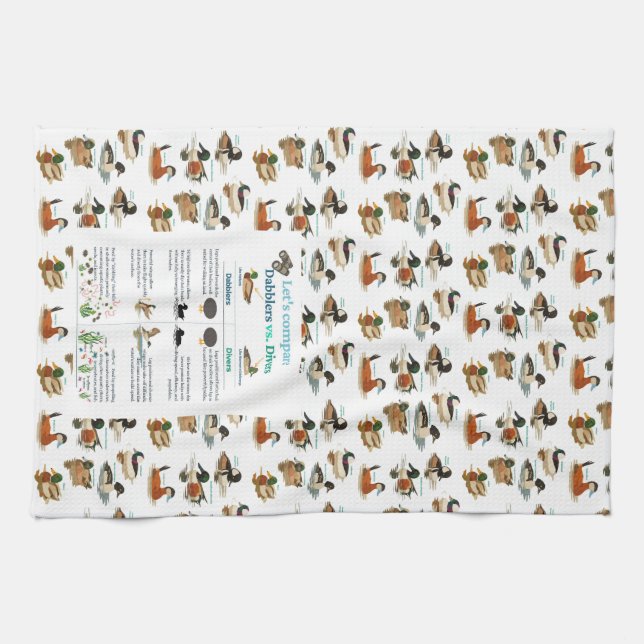 Dabblers vs. Divers Kitchen Towel with background (Horizontal)