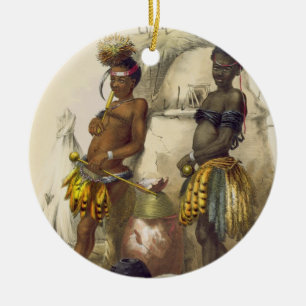 Dabiyaki and Upapazi, Zulu Boys in Dancing Dress, Ceramic Tree Decoration