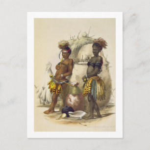 Dabiyaki and Upapazi, Zulu Boys in Dancing Dress, Postcard