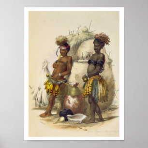 Dabiyaki and Upapazi, Zulu Boys in Dancing Dress, Poster