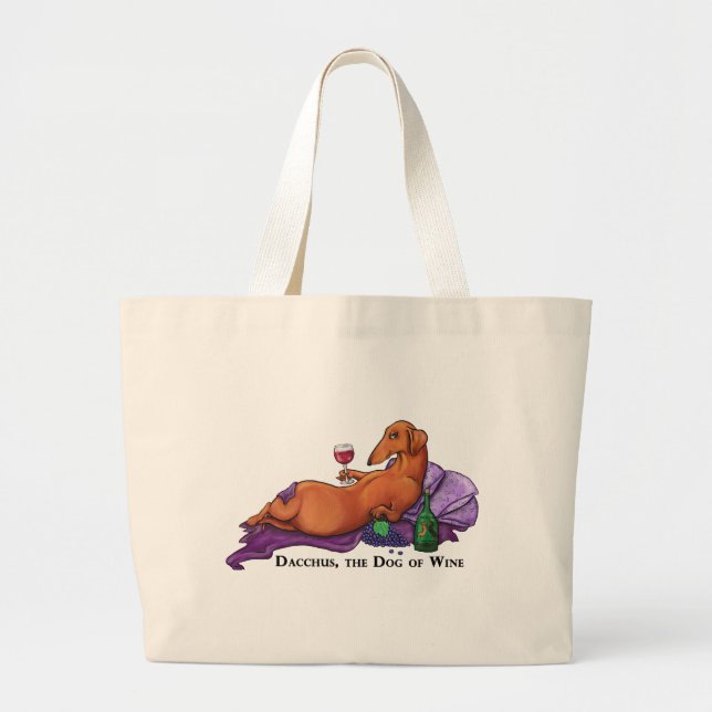 Dacchus Dog of Wine Large Tote Bag (Front)