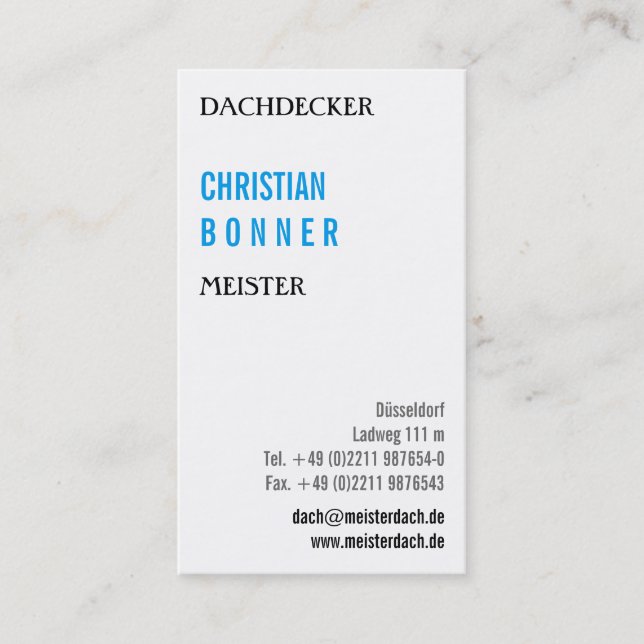 Dachdecker Visitenkarten Business Card (Front)