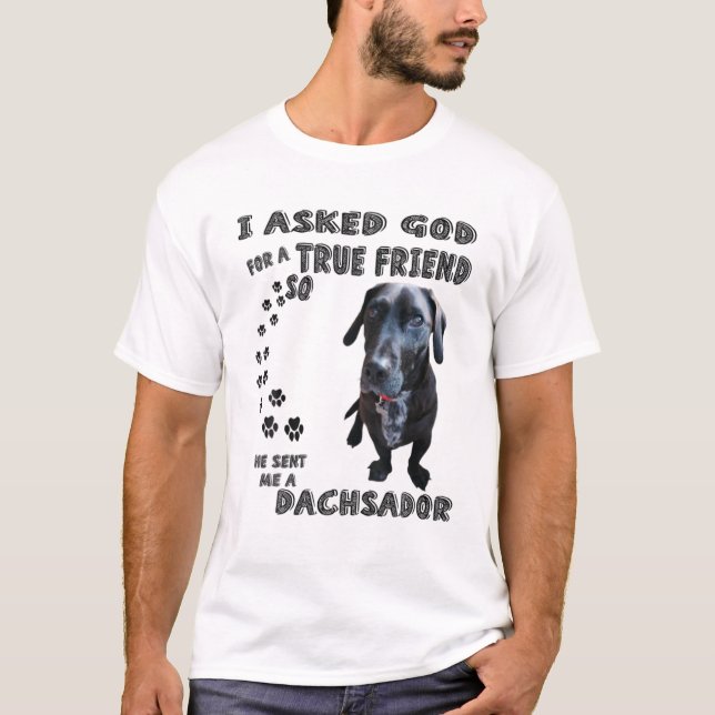 Dachsador Quote Mom, Weinerdor Dad, Dachshund Lab T-Shirt (Front)