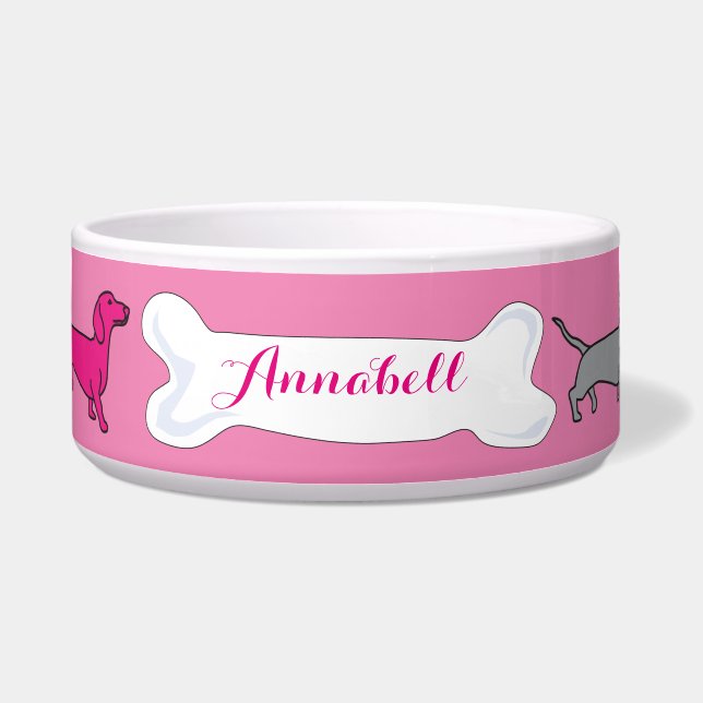 DACHSHOUND Customisable Name Dogfood Pet Bowl (Front)