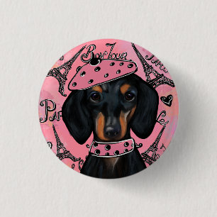 DACHSHUND 3 CM ROUND BADGE