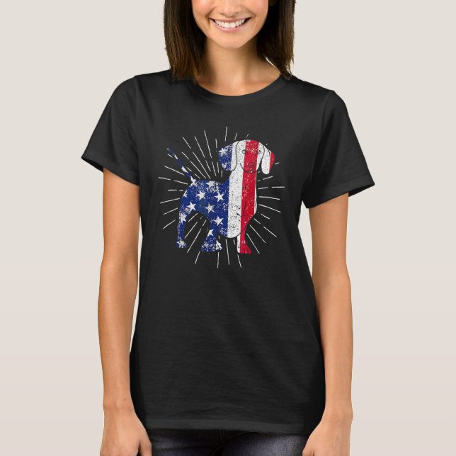 Dachshund 4th Of July American Flag Dog  USA Patri T-Shirt (Front)
