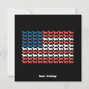 Dachshund 4th of July American Flag Patriotic  Invitation