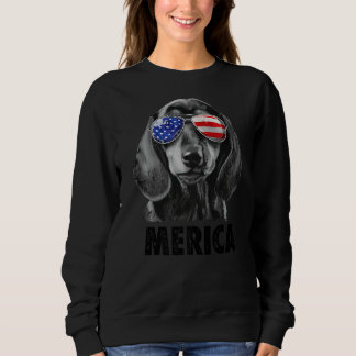 Dachshund 4th Of July Merica Men American Flag Sun Sweatshirt
