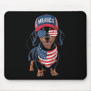 Dachshund 4th Of July Us American Flag Doxie Dog P Mouse Mat