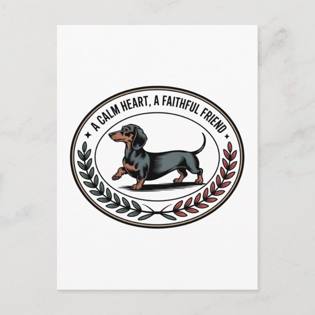 Dachshund A Calm Heart, A Faithful Friend Postcard (Front)