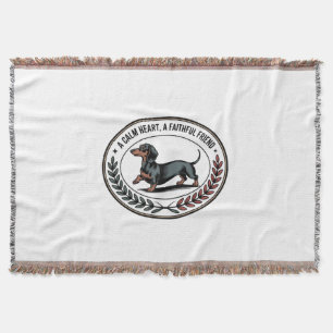 Dachshund A Calm Heart, A Faithful Friend Throw Blanket