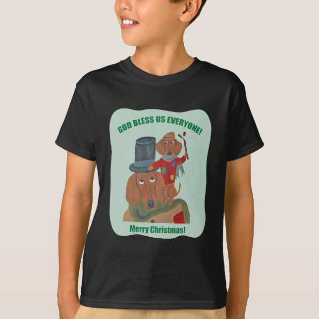 Dachshund "A Christmas Carol" Tiny Tim T-Shirt (Front)