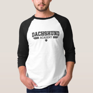 DACHSHUND ACADEMY - BK/BK WH Men's Raglan T-Shirt