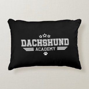 DACHSHUND ACADEMY STARS WH/BK DECORATIVE CUSHION