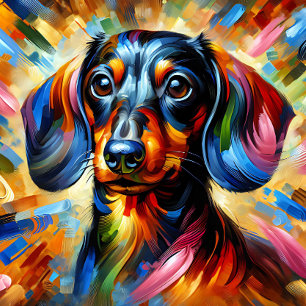 Dachshund Acrylic Print Colourful Vibrant Jigsaw Puzzle