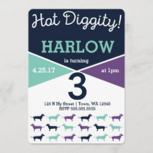 Dachshund aka Wiener Dog  Birthday Invitation
