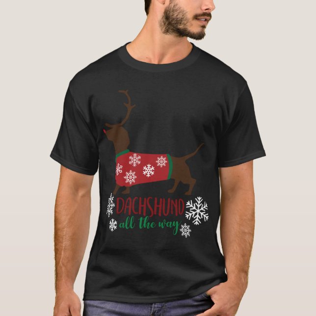 Dachshund All the Way Ugly Christmas Sweater (Front)