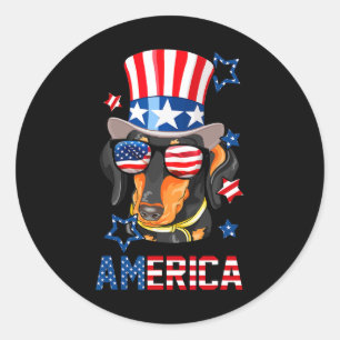 Dachshund America Dog Doxie 4th Of July Tee Classic Round Sticker