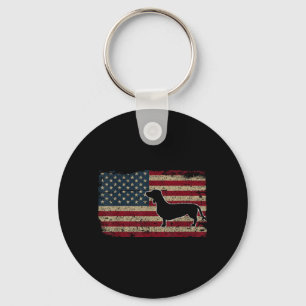 Dachshund America Flag Patriotic Weiner Dog Gift Key Ring