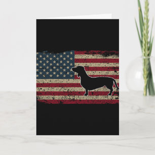 Dachshund America Flag Patriotic Weiner Dog Gift W Card