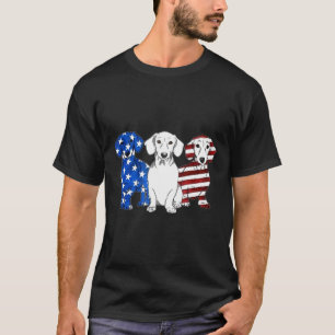 Dachshund American Flag  Men Woman For 4th Of July T-Shirt
