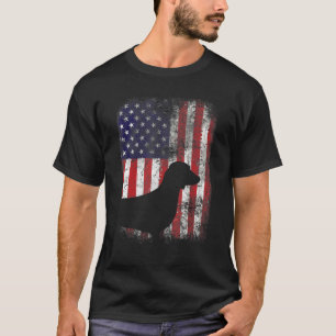 Dachshund American Flag Usa Patriotic Dog T-Shirt