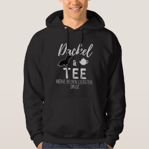 Dachshund Amp Tea Print Black Hoodie