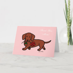 Dachshund and a flower cartoon card