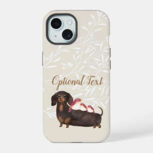 Dachshund and Birds Family iPhone 15 Case