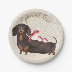 Dachshund and Birds Family Paper Plate