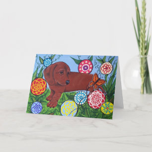 Dachshund and Butterfly Greeting Card