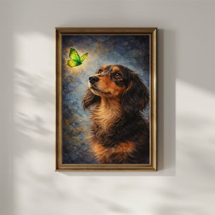 Dachshund and Butterfly Poster