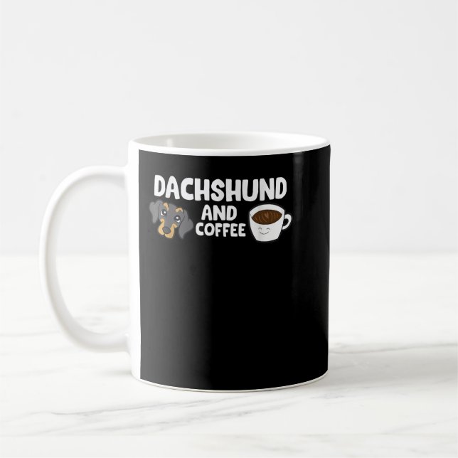 Dachshund And Coffee T-Shirt Mug (Left)