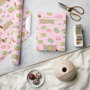Dachshund and Doughnuts Doxie Party Gift Wrap
