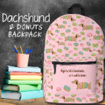 Dachshund and Doughnuts Sweet for Wiener Dogs Printed Backpack<br><div class="desc">wiener dog love and fun</div>