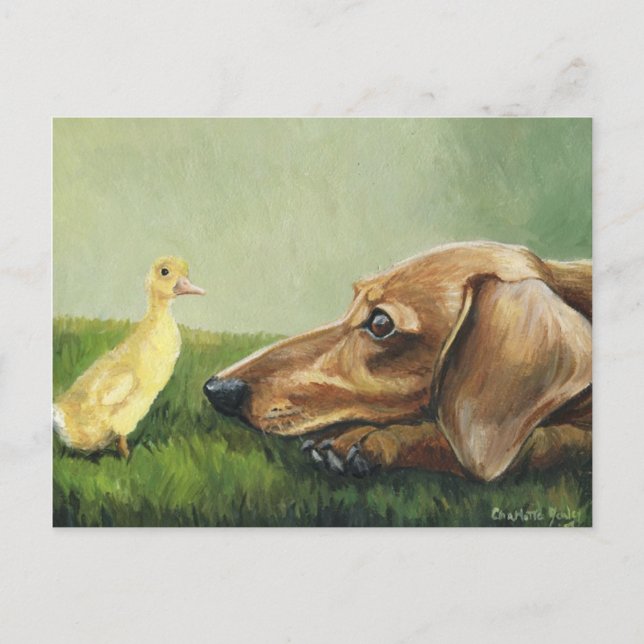 "Dachshund and Duckling" Postcard (Front)