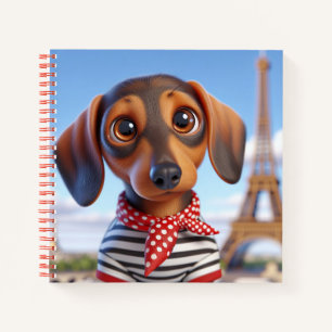 Dachshund and Eiffel Tower, by Natasha Us   Notebook