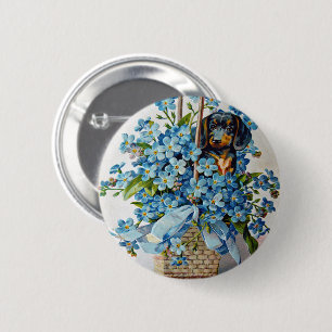 Dachshund and Forget-Me-Nots 6 Cm Round Badge