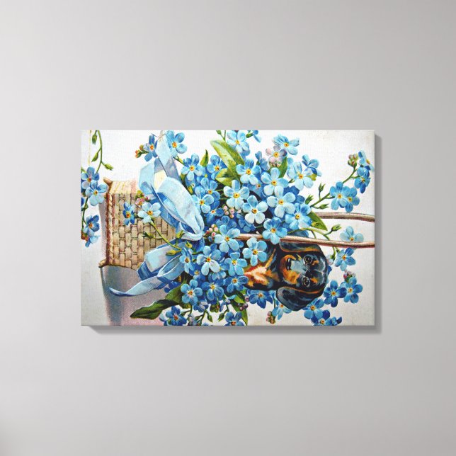 Dachshund and Forget-Me-Nots Canvas Print (Front)