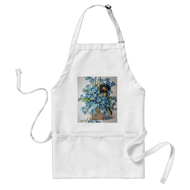 Dachshund and Forget-Me-Nots Standard Apron (Front)