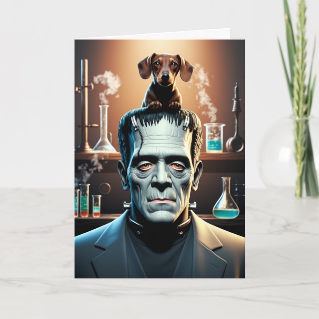 Dachshund and Frankenstein Card (Front)