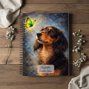 Dachshund and Green Butterfly Notebook