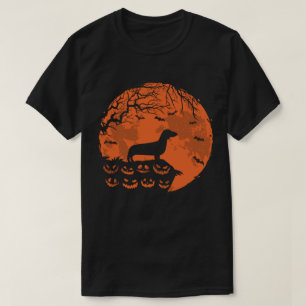 Dachshund And Moon Halloween Dog Lover Gift T-Shirt