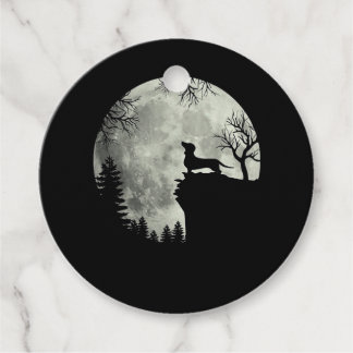Dachshund And Moon Halloween Favour Tags