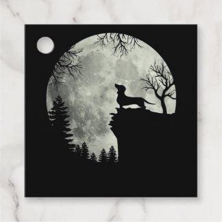 Dachshund And Moon Halloween Favour Tags