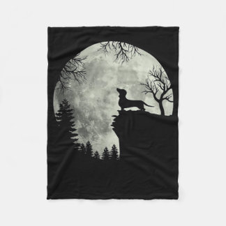 Dachshund And Moon Halloween Fleece Blanket