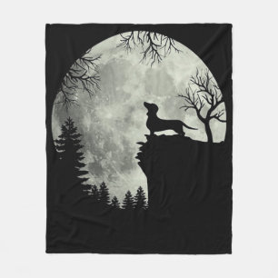 Dachshund And Moon Halloween Fleece Blanket